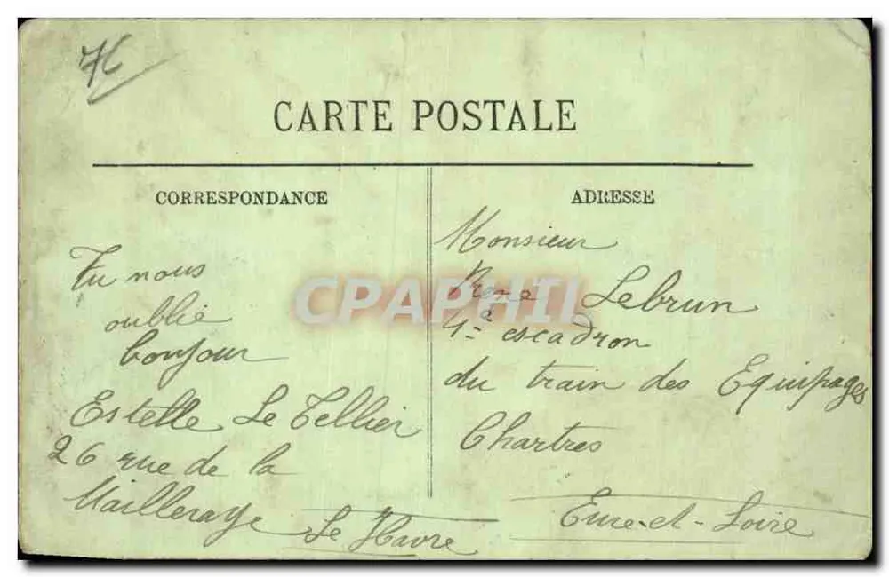 Le Havre — A Caserna Éblé — LL. n°260 - Verso