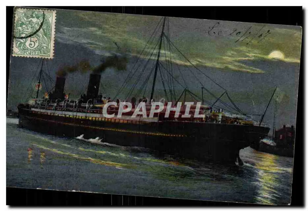 Dampfschiff — Nacht — Verlag nicht sichtbar - Vorderseite
