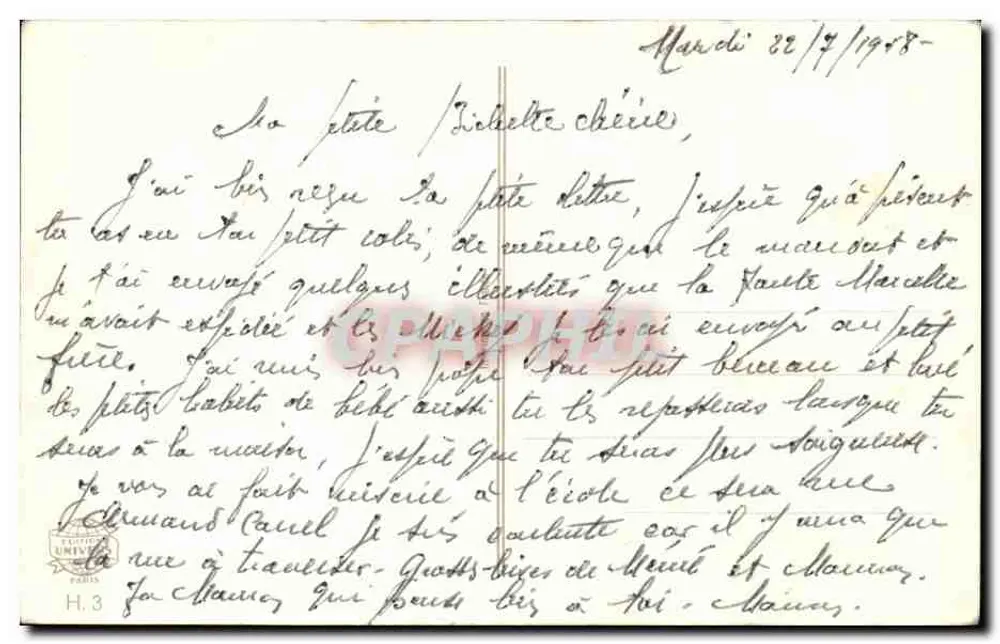 Ein fröhlicher Ausflug — Eine lebendige Szene mit einem Auto und Kühen — Verlag H.3, Paris - Rückseite