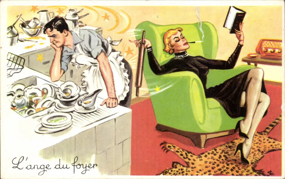Der Engel des Haushalts — humoristische Illustration — Imprimerie France, n° 398 - Vorderseite
