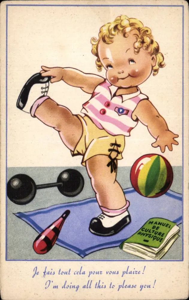 Baby in Gymnastik-Outfit — Manual der körperlichen Kultur — Verlag M.D. Paris - Vorderseite