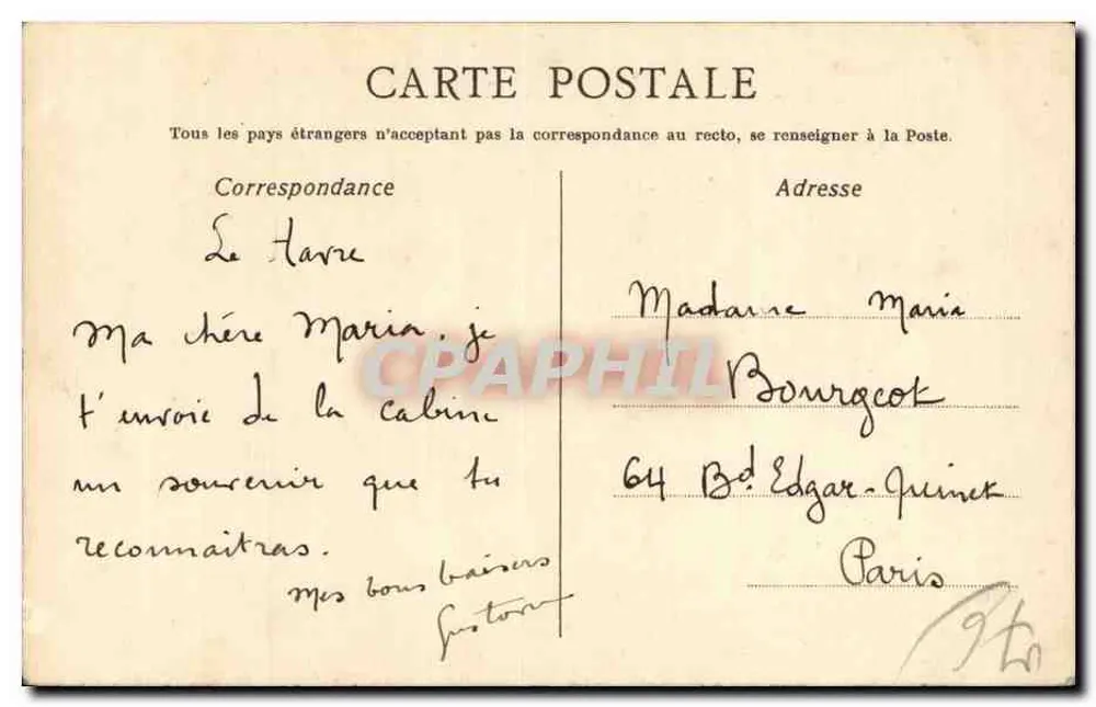 Vista do Havre — desenho a lápis — 1917 - Verso