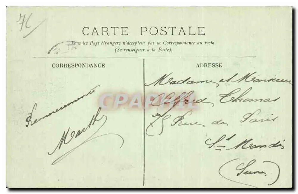Le Tréport — Aufnahme vom Tramwaybahnhof des Tréport nach Mesnil-Val — LL. — n°171 - Rückseite
