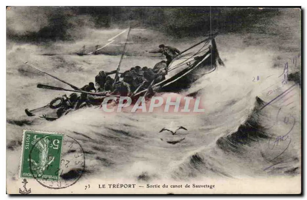 Le Tréport — Abfahrt des Rettungsbootes — unbekannter Verleger, Nr. 73 - Vorderseite