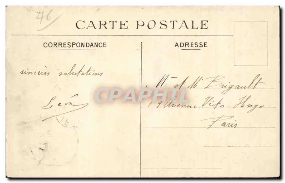 Le Tréport — Ansicht in Richtung Villa Pierron und Kirche — GAB - Rückseite