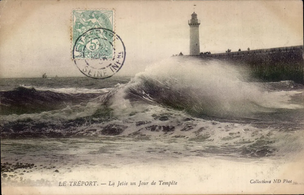 Le Tréport — A Ponte em um Dia de Tempestade — Collections ND Phot - Frente