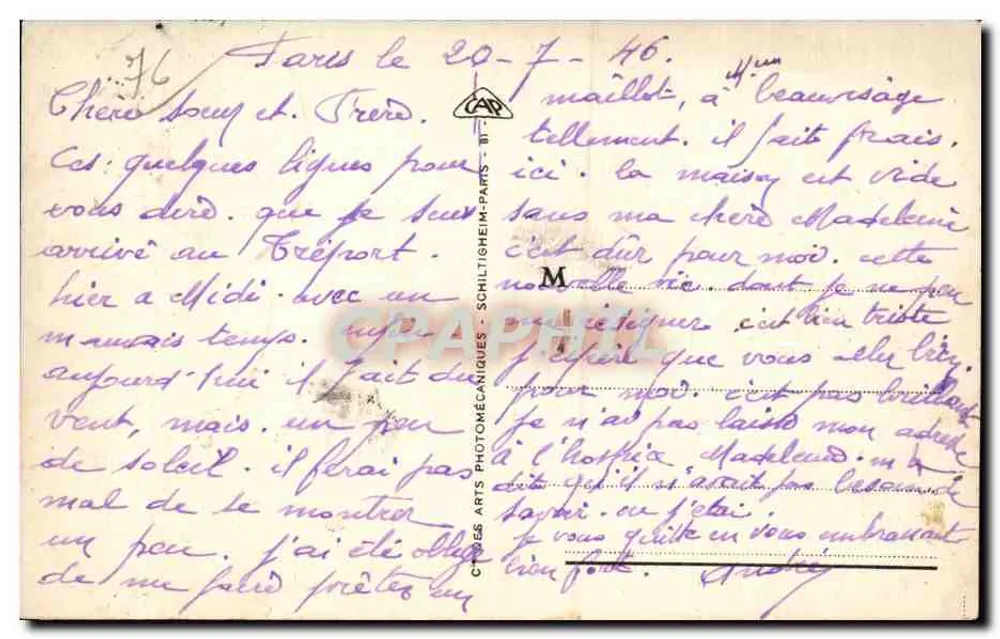 Le Tréport - Die Kliff-Treppe — LL 226 — Verlag: C. Les Arts Photomécaniques - Rückseite