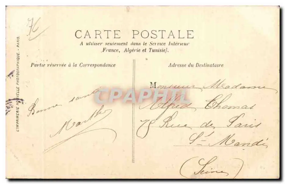 Le Tréport — A Praia — LL. — L'Imprimerie Nouvelle Photographique, Paris, n°49 - Verso
