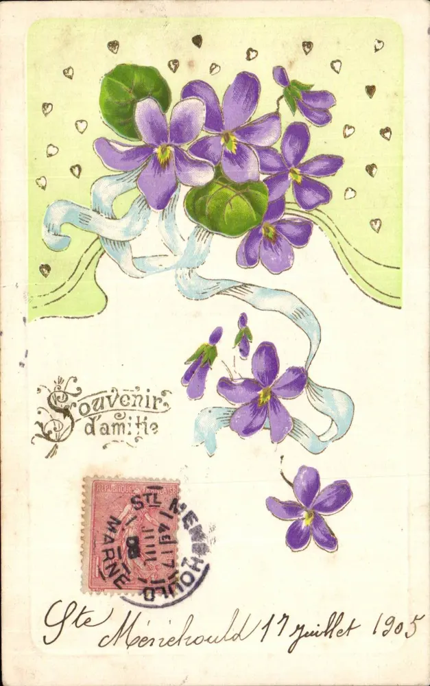 Violetas — Lembrança de amizade — Editor não identificado, número de série não visível - Frente