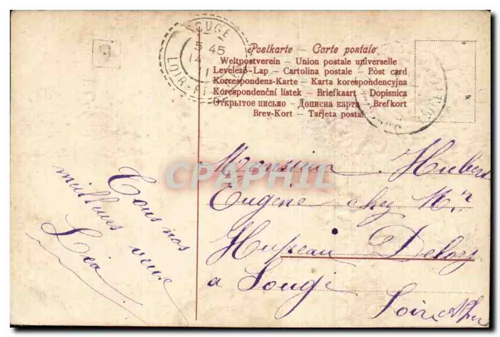 Blumen und Früchte — Frohe Geburtstagskarte — Französische Republik, 5c - Rückseite