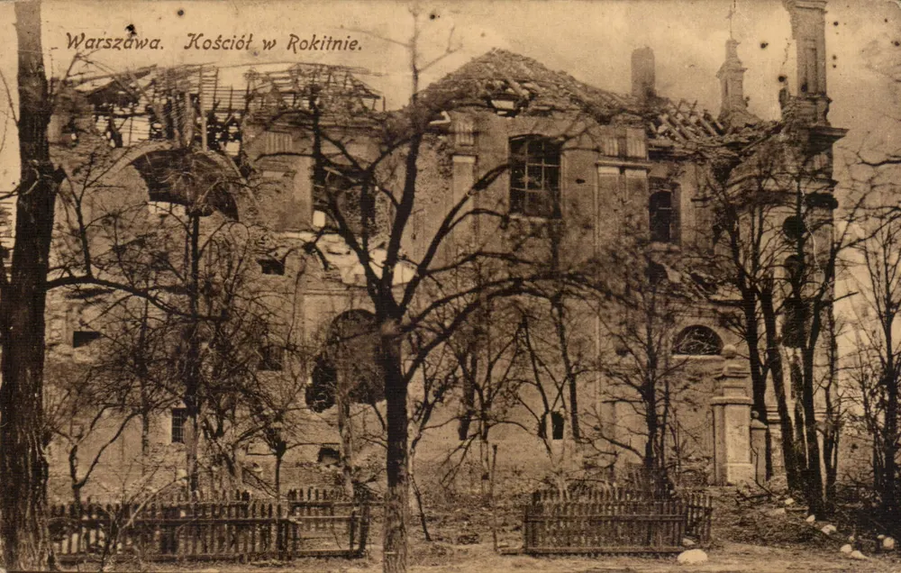 Warszawa. Kościół w Rokitnie — Ruinen eines religiösen Gebäudes — Nakładom A. J. Ostrowskiego, Łódź-Warszawa, Nr. 5 - Vorderseite
