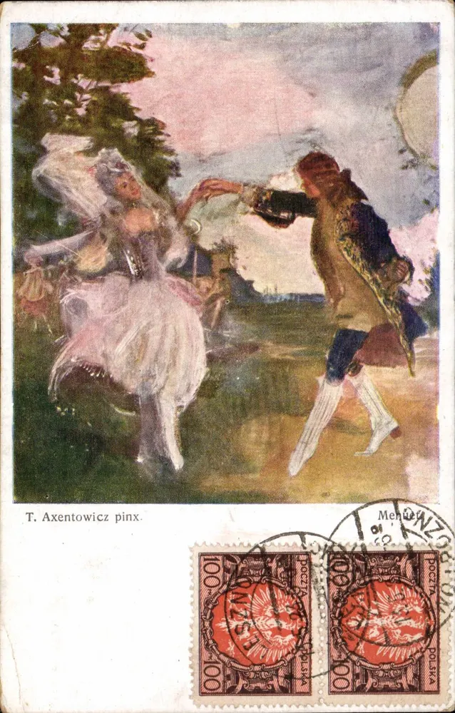 Dança de casal — cena de natureza — T. Axentowicz pinx. (editor: Imprensa Druk, Leszno) - Frente