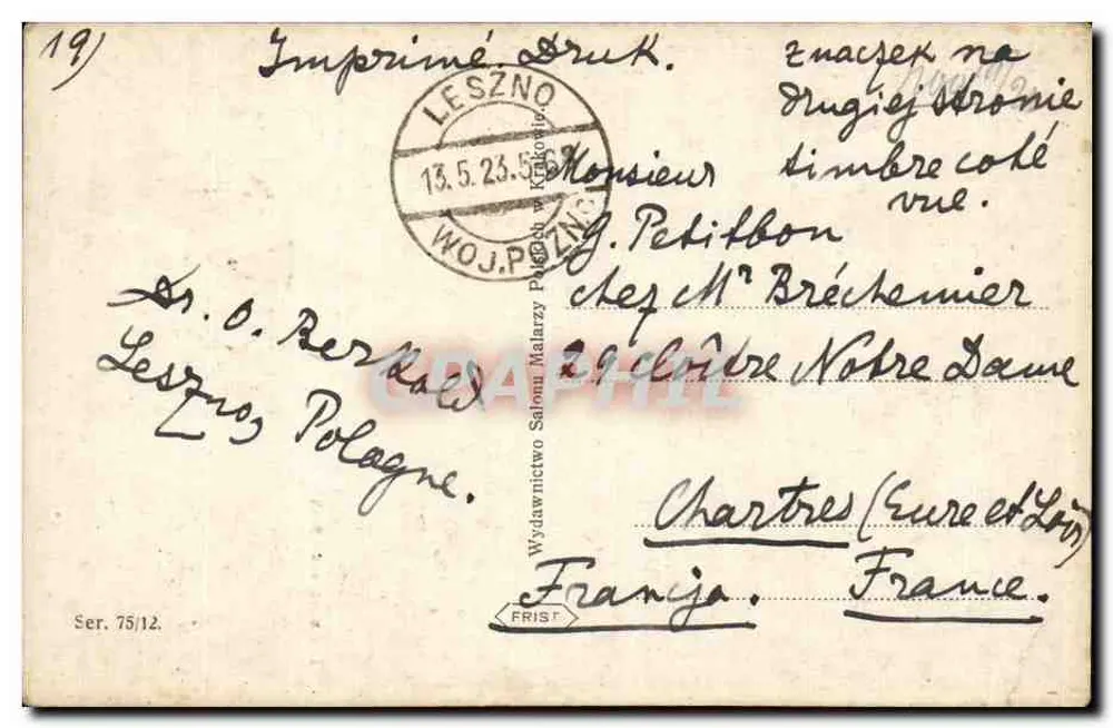 Dança de casal — cena de natureza — T. Axentowicz pinx. (editor: Imprensa Druk, Leszno) - Verso