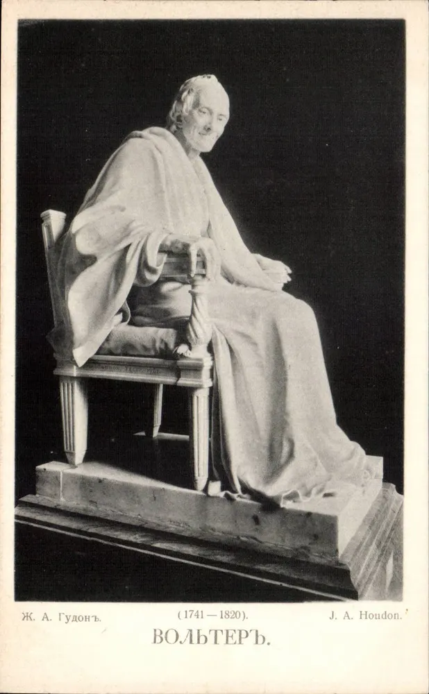 Statua di Voltaire — J. A. Houdon (1741-1820) — editore sconosciuto, numero di serie non visibile - Recto