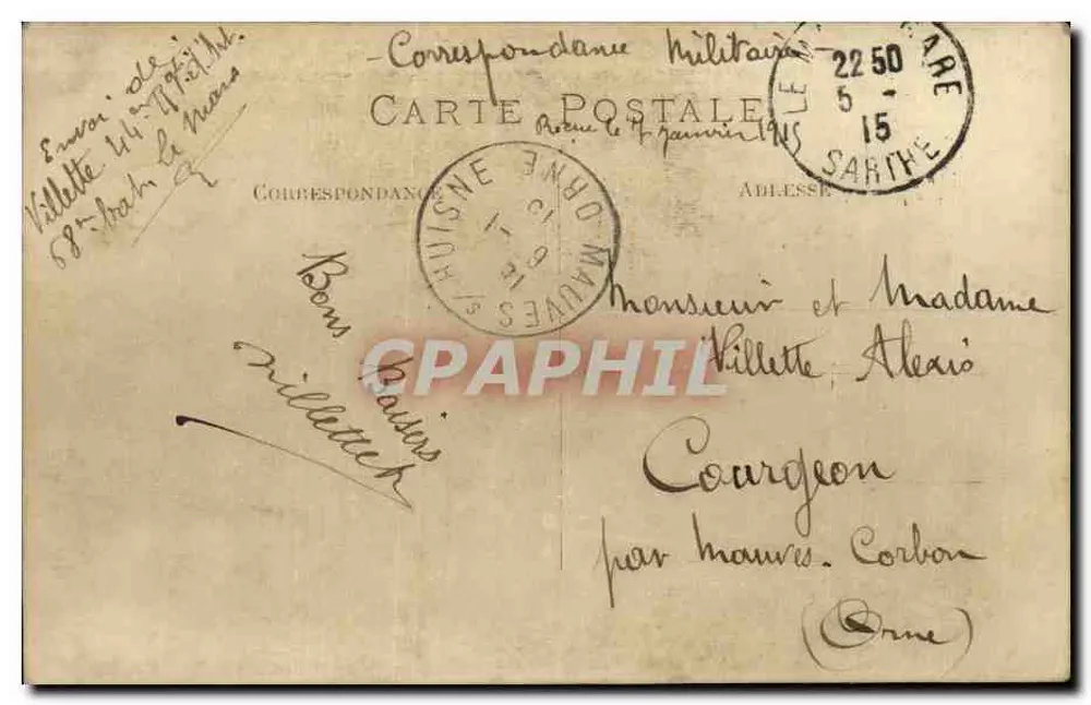 Gruppe von Soldaten — Feldzug — Militärische Korrespondenz SARITHE (Orne) - Rückseite
