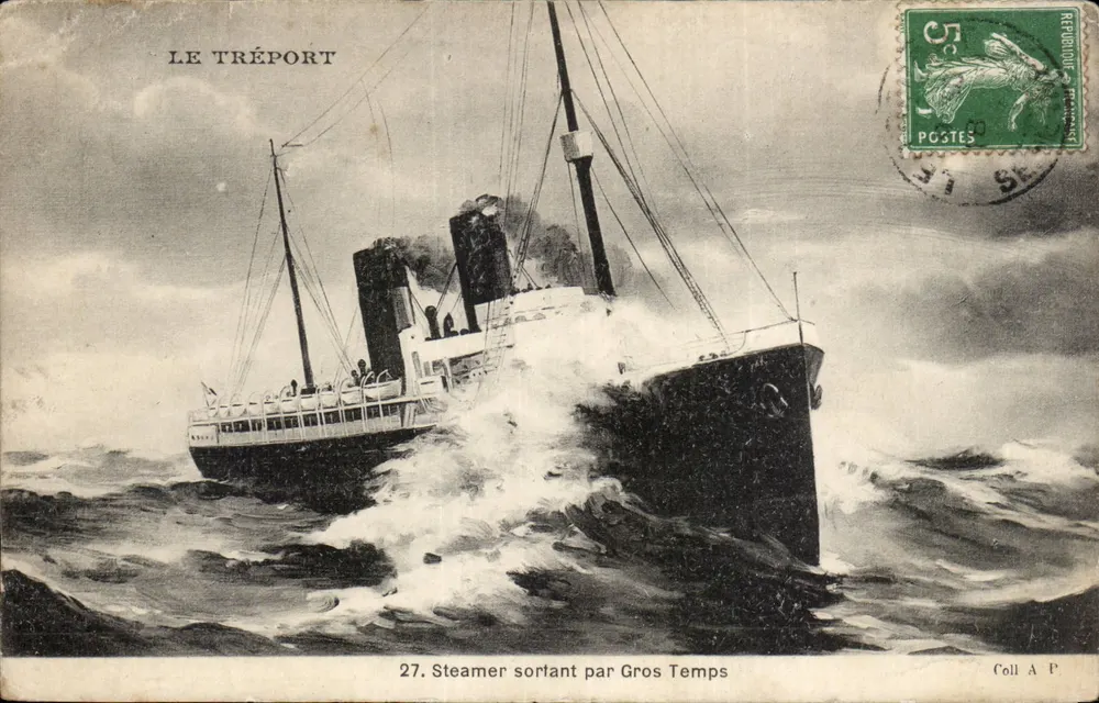 Le Tréport — Navio a vapor saindo em condições adversas — Coll A P n°27 - Frente