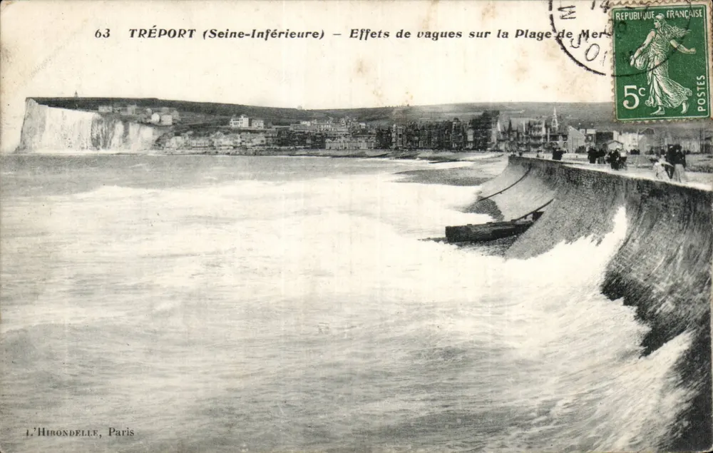 Tréport (Seine-Inférieure) — Effekte von Wellen auf den Strand — L'Hirondelle, Paris, n°63 - Vorderseite