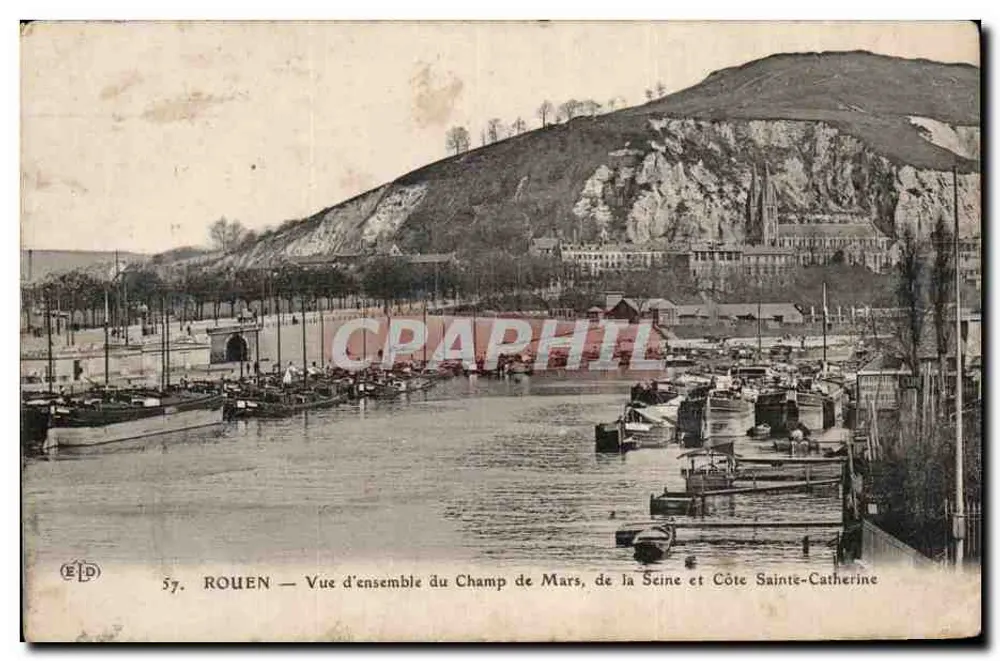 Rouen — Übersicht des Champ de Mars, der Seine und der Côte Sainte-Catherine — Verlag ELD, Nr. 57 - Vorderseite