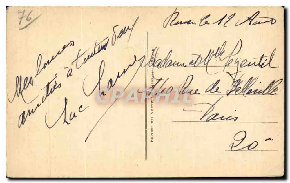 Rouen — Alte Häuser in der Straße Saint-Romain — Edition der Nouvelles Cartes - Rückseite