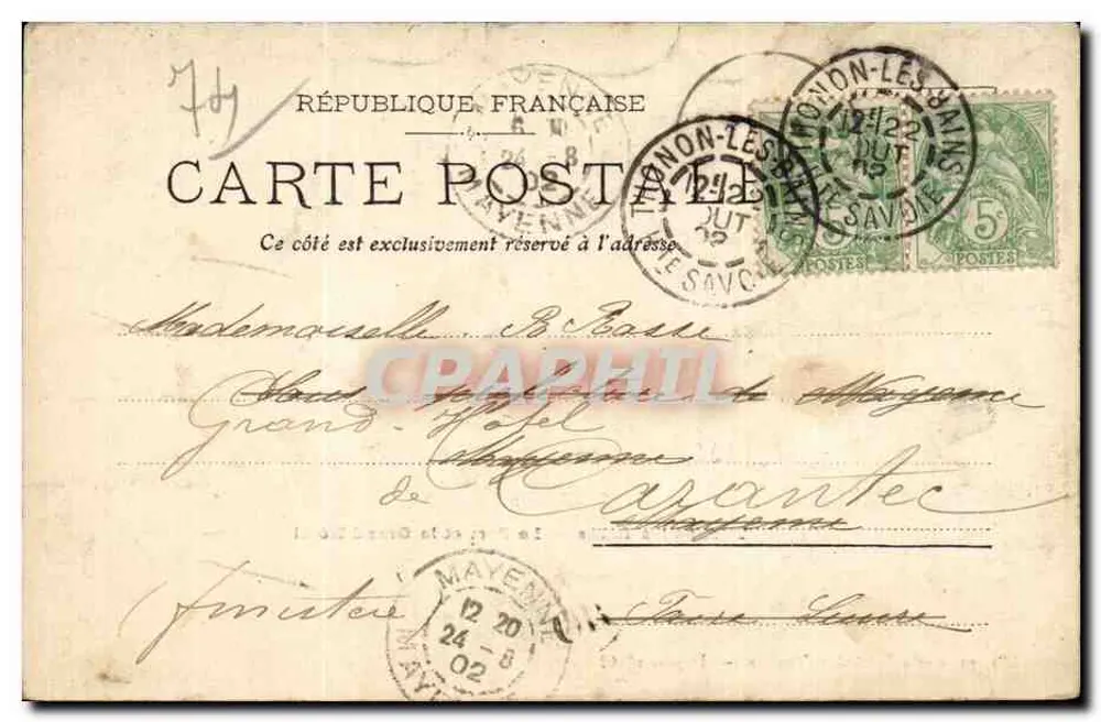 Thonon-les-Bains — Der Hafen und das Grand Hotel — Lib. papeterie Pellissier, Thonon — Eintragung n° 12 - Rückseite