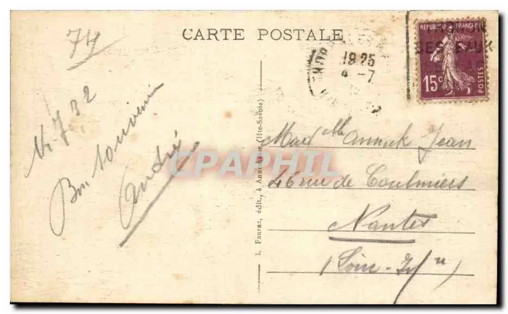 Thonon-les-Bains (Haute-Savoie) — O Porto — I. Fauraz, editor (n° 74) - Verso