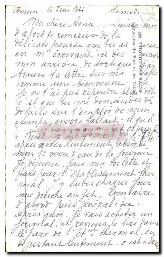 Ansicht des Hafens und Villen — Thonon-les-Bains — Verlag Cap - Rückseite