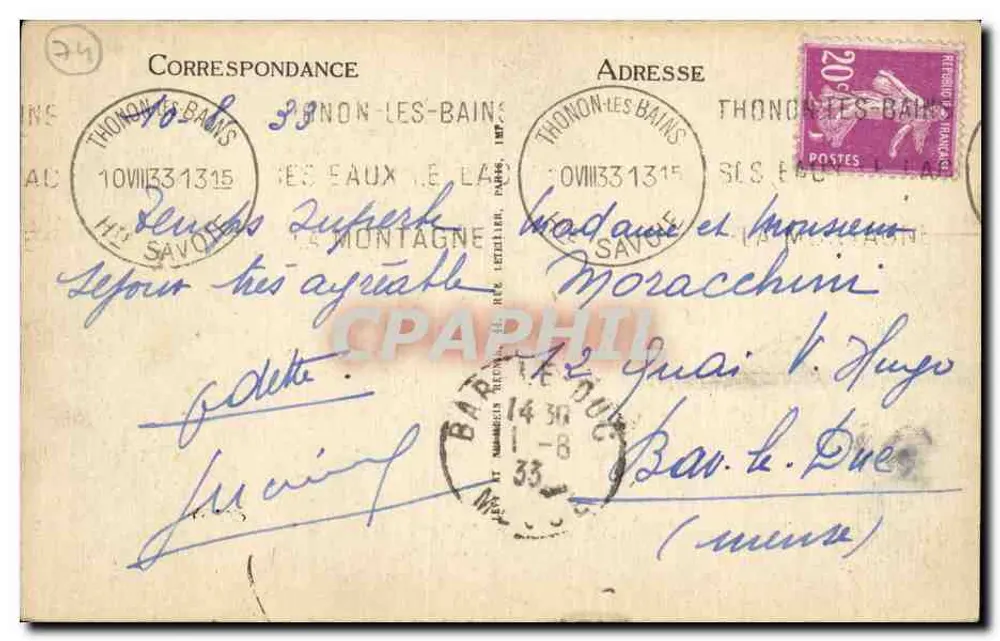 Thonon-les-Bains — Barco no Lago — LL - Verso