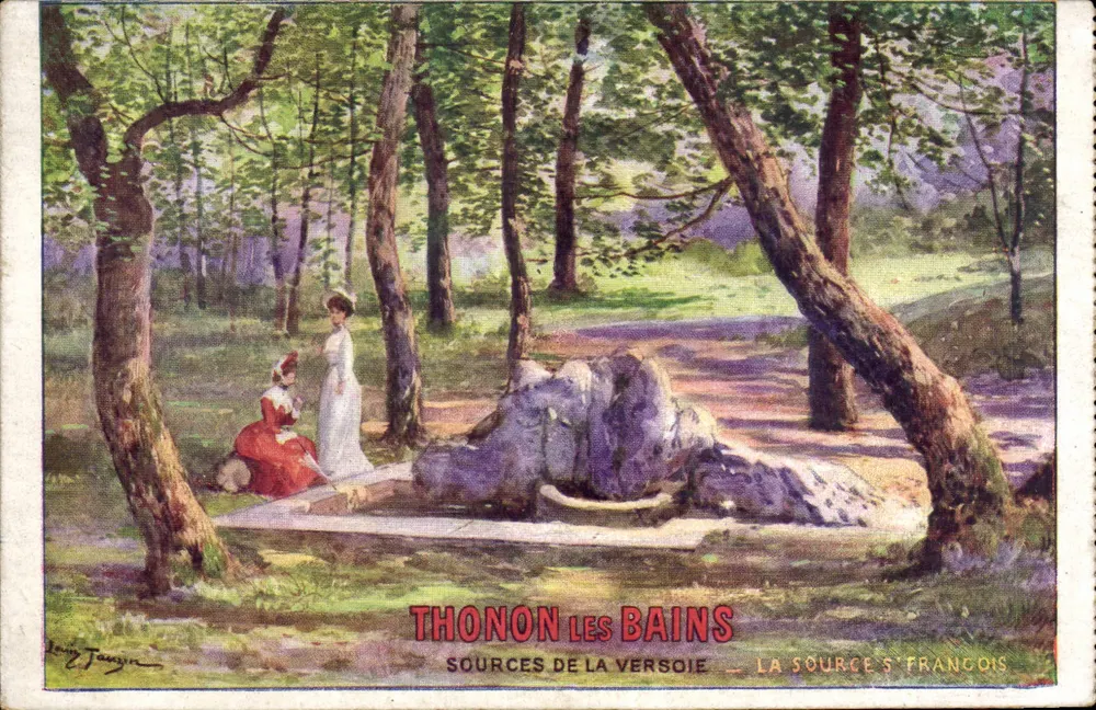 Thonon-les-Bains — Sources de la Versoie — La Source Française — Zeichnung von Henry Joujou - Vorderseite
