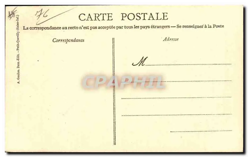 Rouen - Rue Saint-Romain — rysunek piórem przez A. Goulon - Rewers