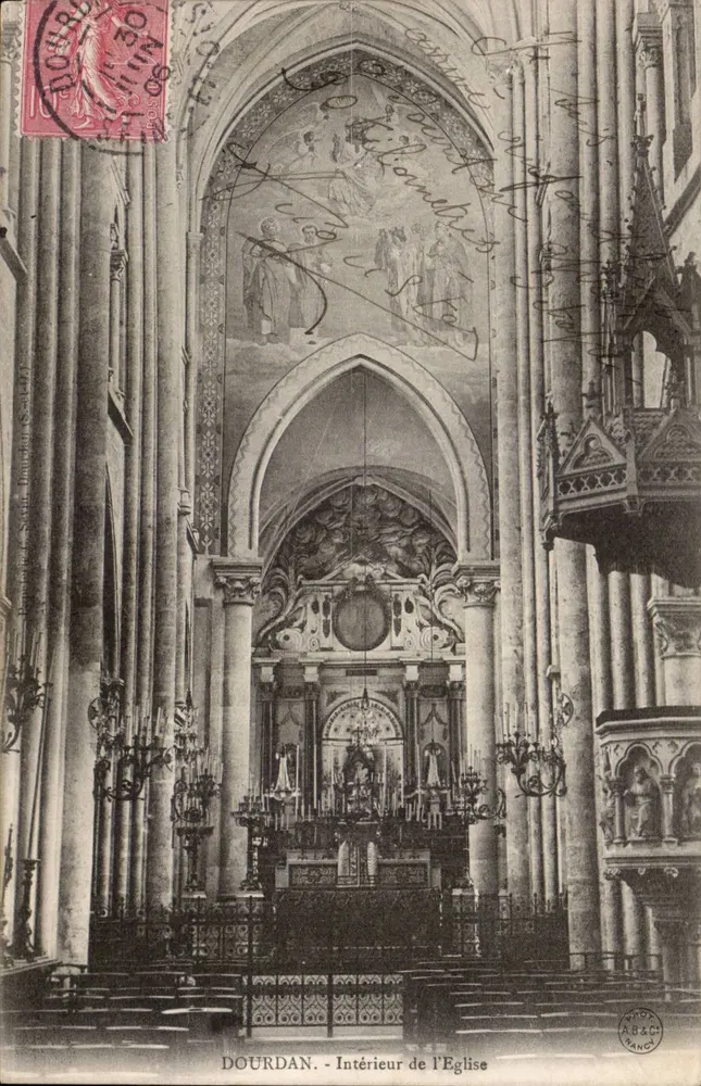 Dourdan - Interior da Igreja — editor A.B.Z.C. - número de série não visível - Frente
