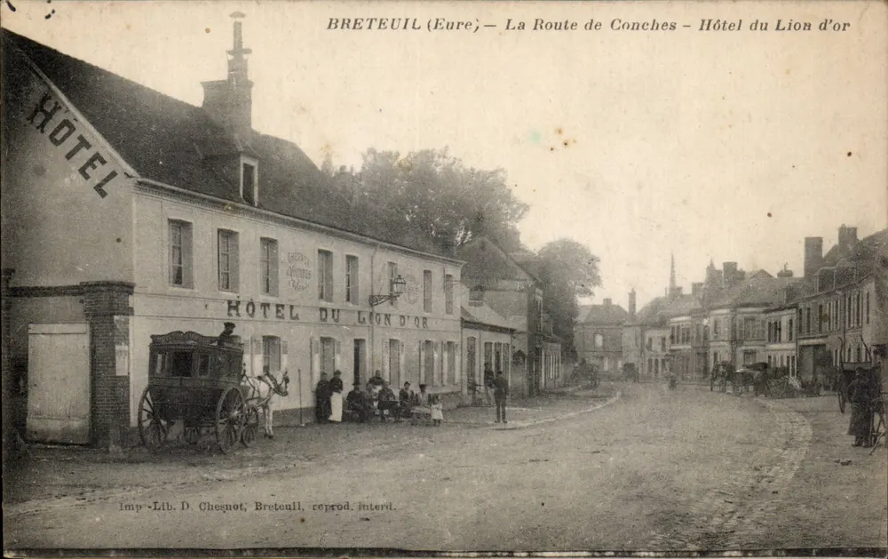 Bretueil (Eure) — Die Straße nach Conches — Hotel du Lion d'Or - Vorderseite