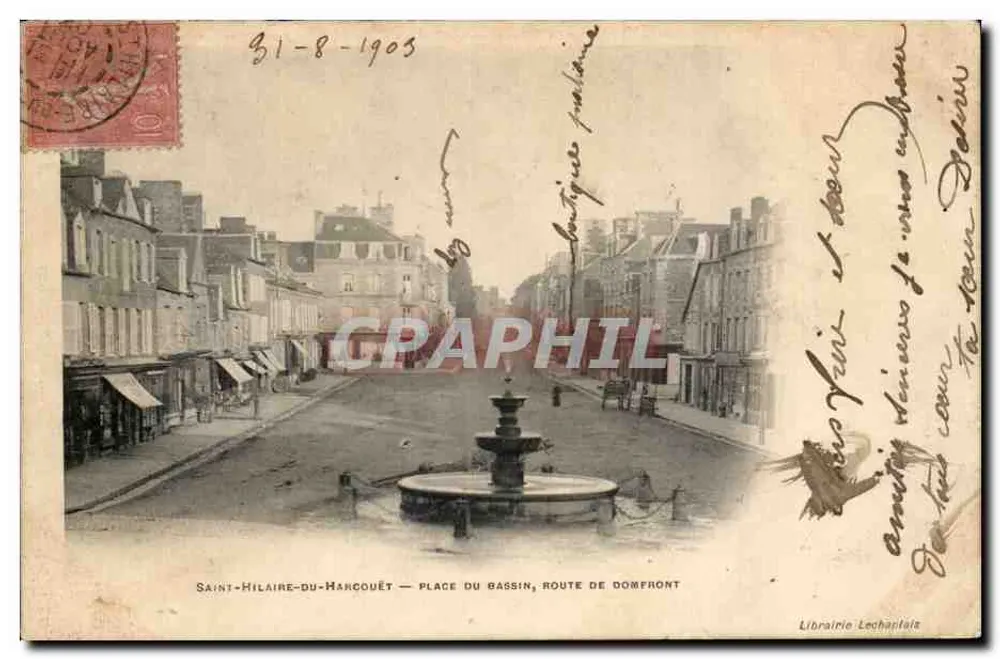 Saint-Hilaire-du-Harcouët — Place du Bassin, route de Domfront — Librairie Lechapla - Vorderseite