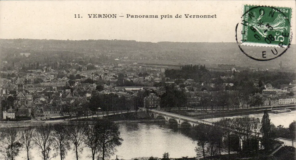 Vernon — Panorama tirado de Vernonnet — G. Malcuit, fot. edit. Paris - Frente