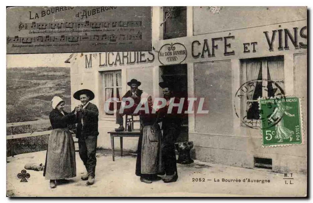 La Bourrée d'Auvergne — Café e Vinhos — M. Licardies, Au Bon Buveur, 1912 - Frente