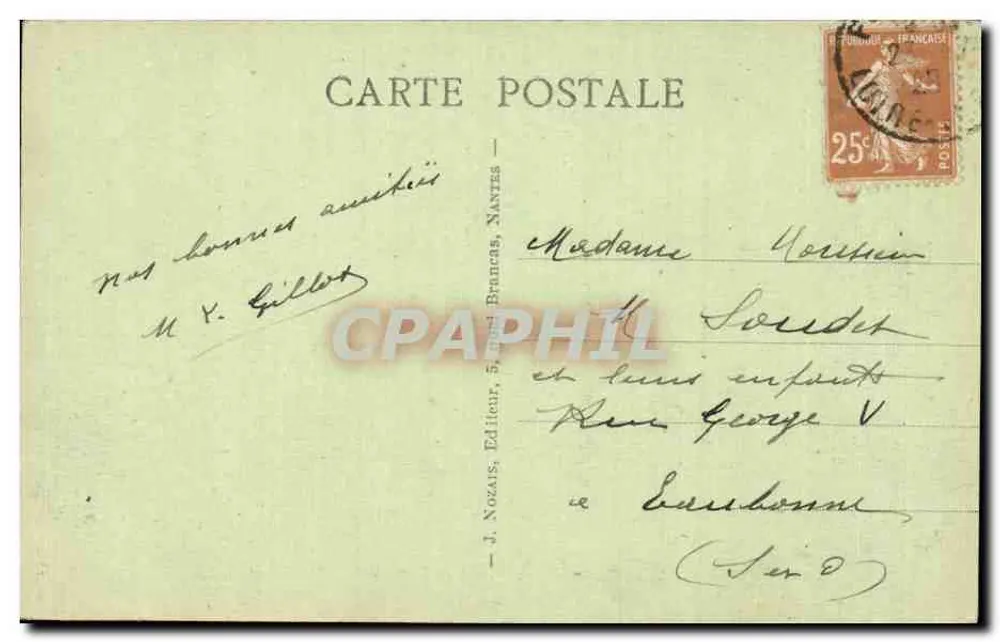 Pornichet — Vista geral da praia — J. Nozaïs, Editor, Nantes (Sér. D) - Verso