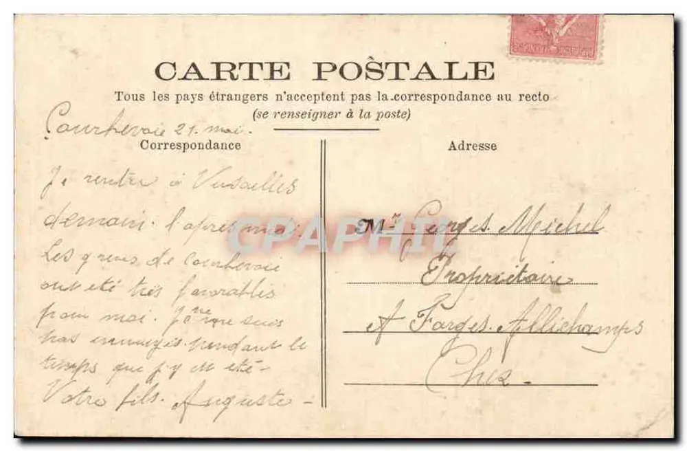 Courbevoie — O Kiosco e a Pátio Charras — Editor D.V. n°13 - Verso