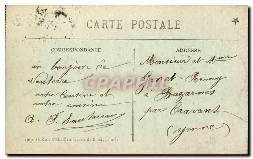 Suresnes — La Gare — Les Coleaux — Imp. L'Abécédaire, Paris - Verso