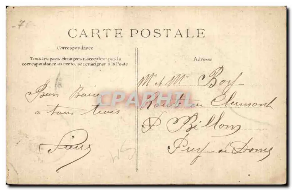 Le Tréport — Départ de la "Picardie" — Éditeur non identifié, n° 75 - Verso