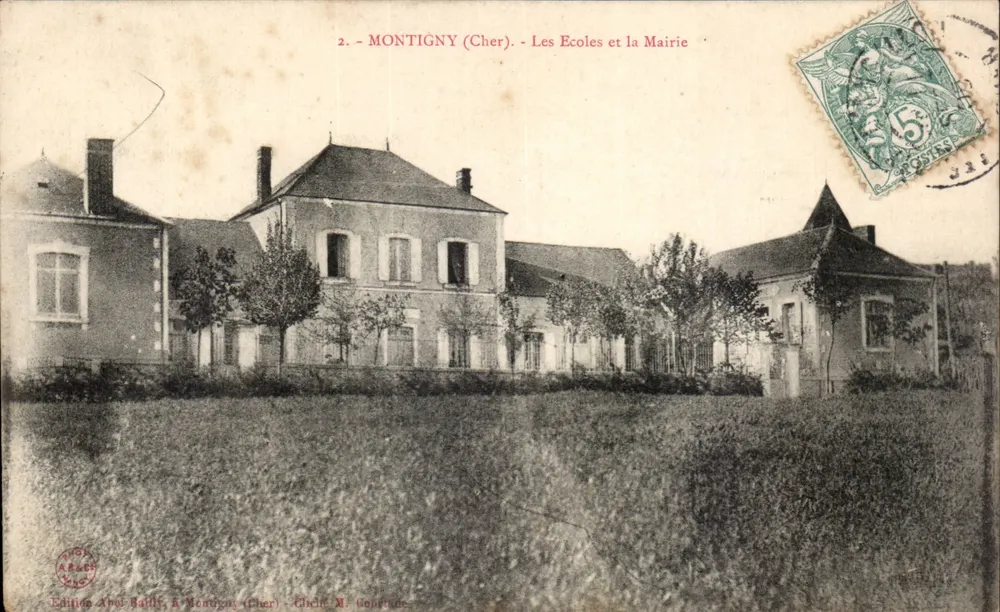 Montigny (Cher) — Die Schulen und das Rathaus — Ausgabe A. Bailly, Montigny (Cher) - Vorderseite