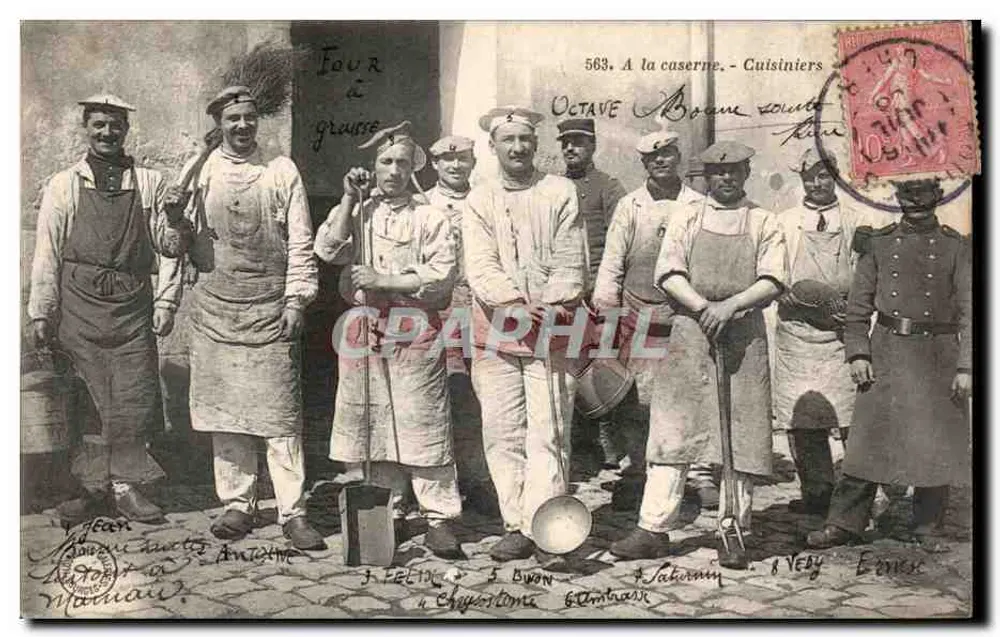 Cocineros en la caserna — Octave Boome, París — editor Octave Boome, n° 563 - Anverso