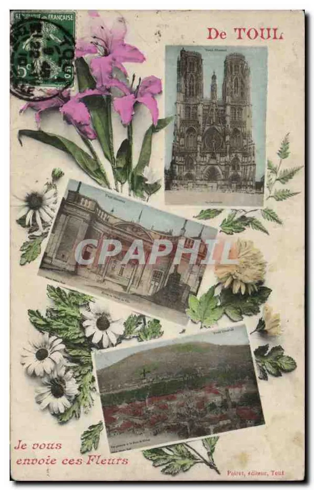 De TOUL — Vista da catedral, do teatro e do paisagem — Poiret, editor, Toul - Frente