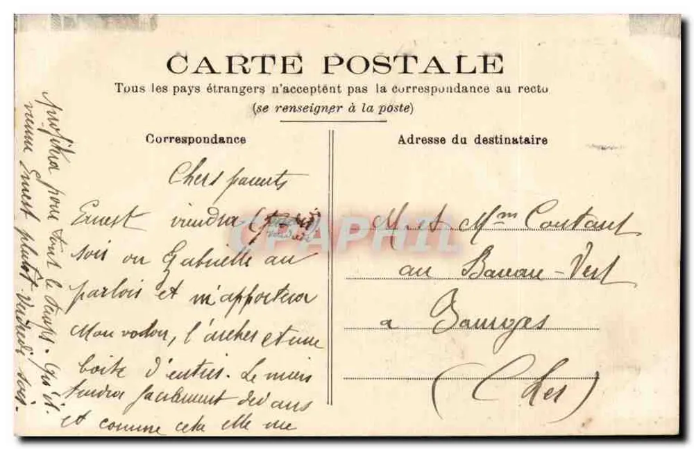 Bourges - Place des Quatre-Piliers — Central Hotel — anonymer Verleger, Nr. 41 - Rückseite