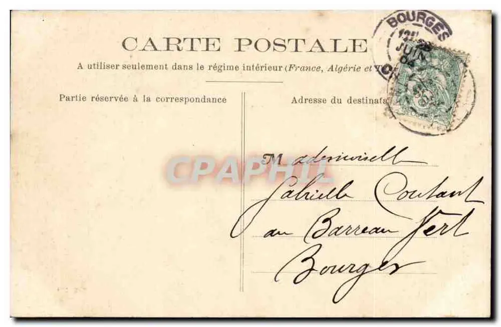 Junge Frau aus der Gegend von Bourges — Serie 357 — Verleger E. L. - Rückseite