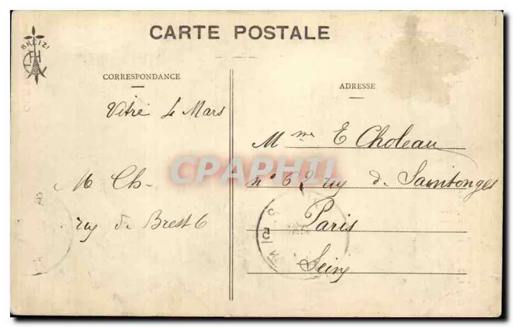Gruppe bretonischer Bardes aus Kérangué, Le Berre, Haag — Col. E. Hamonie, St-Brieuc - Rückseite