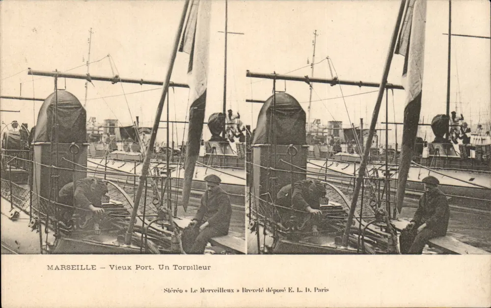 Marseille — Vieux Port. Ein Torpedoboot — Stereo « Le Merveilleux » abgelegt E. L. D. Paris - Vorderseite