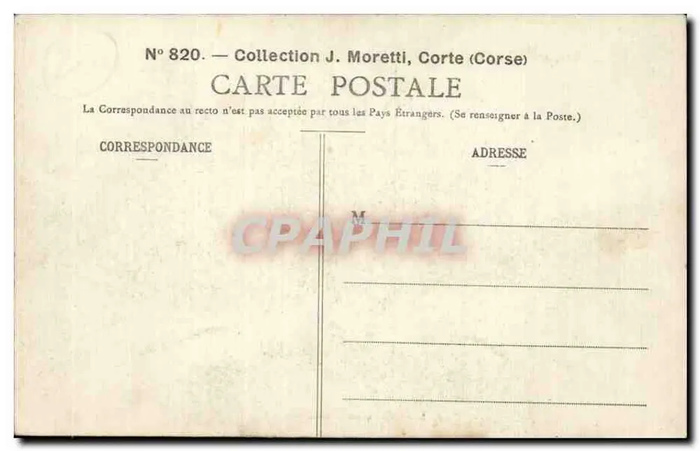 Bastia (Korsika) - Place St-Nicolas — Sammlung J. Moretti, n°820 - Rückseite