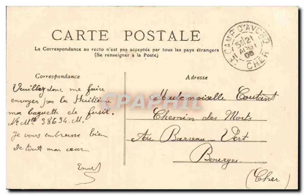 Camp d'Avor — Front de Bandière (Côté Ouest) — Collection A Réty - Rückseite