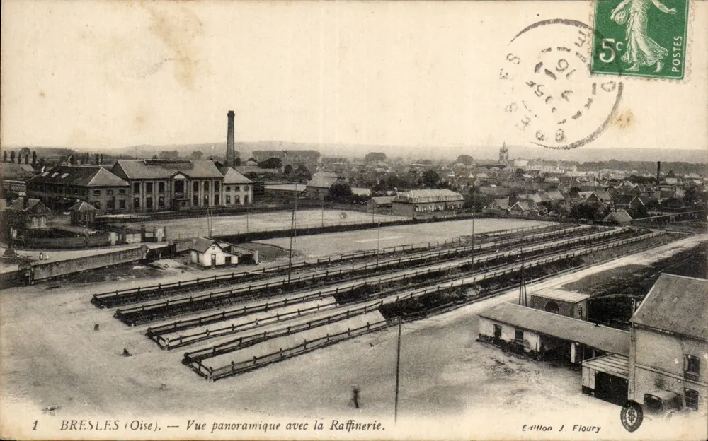 BRESLES (Oise) — Panoramablick mit der Raffinerie — Edition J. Floury - Vorderseite