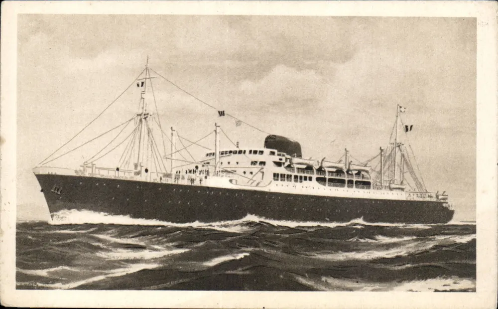 Gemischte Dampfschiffe "Ferdinand de Lesseps" "Pierre Loti" "La Bourdonnais" "Jean Laborde" — Compagnie des Messageries Maritimes — Alcée et Cie — Paris - Vorderseite