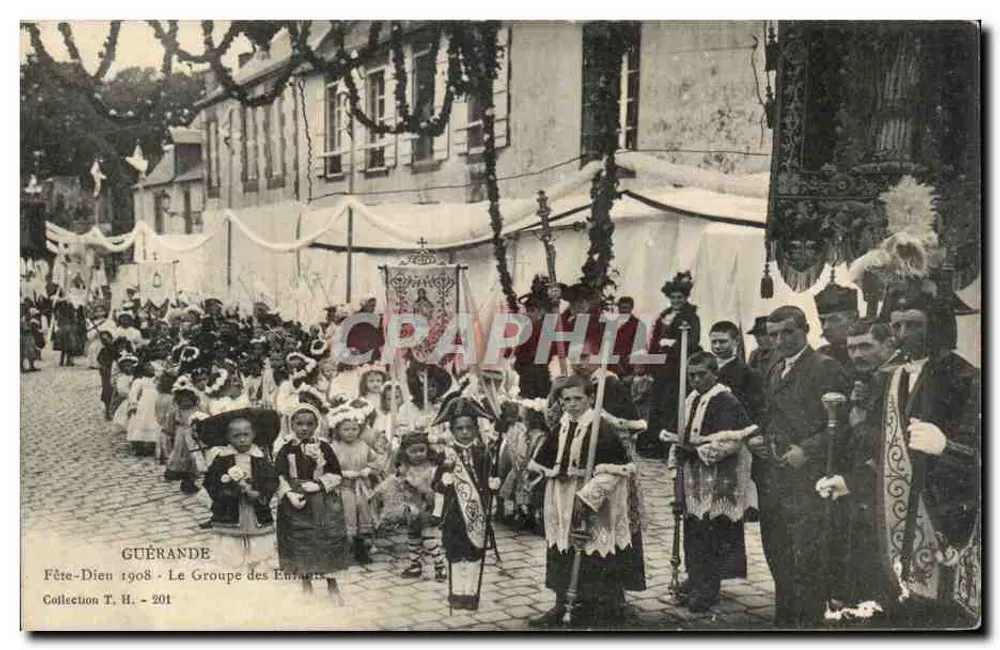 Guérande - Fête-Dieu 1908 - Der Kindergruppe — Sammlung T. H. - 201 - Vorderseite
